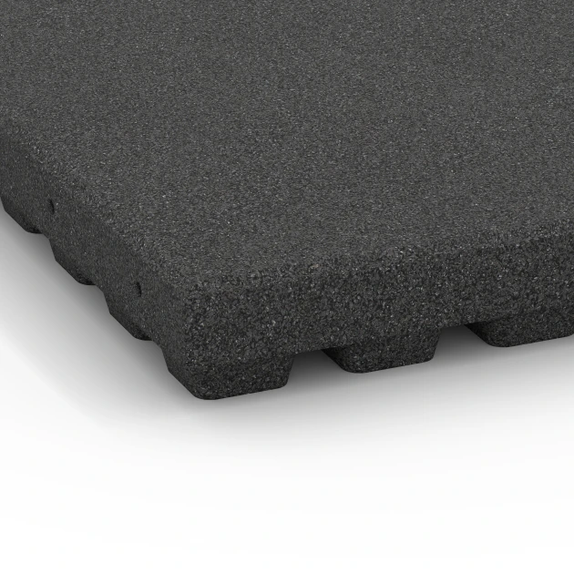 Detailaufnahme der Randausprägung von WARCO-Produkt 6295, Piastrelle antitrauma, Format 50 x 50 x 7 cm, Farbe Antracite.