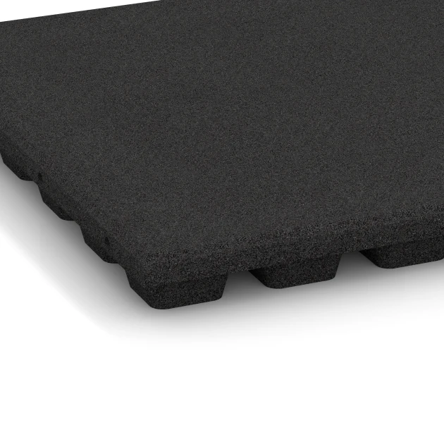 Detailaufnahme der Randausprägung von WARCO-Produkt 6291, Piastrelle antitrauma, Format 50 x 50 x 4,8 cm, Farbe Antracite.