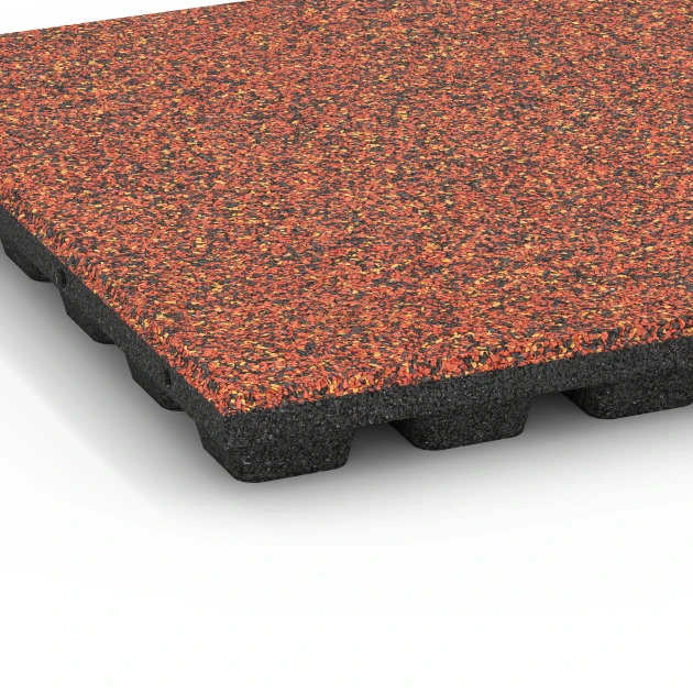 Detailaufnahme der Randausprägung von WARCO-Produkt 6435, Piastrella antitrauma – 160 cm, Format 50 x 50 x 4,8 cm, Farbe Etna.