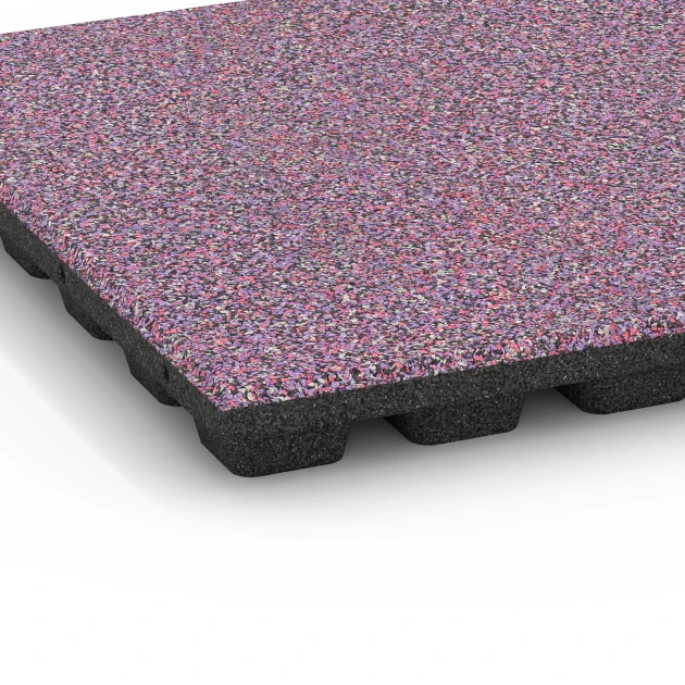 Detailaufnahme der Randausprägung von WARCO-Produkt 6436, Piastrella antitrauma – 160 cm, Format 50 x 50 x 4,8 cm, Farbe Lavanda.