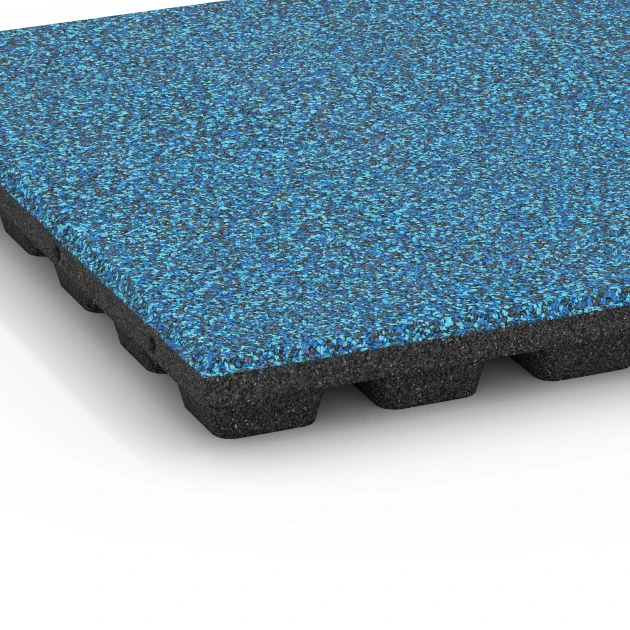 La vue détaillée sur les bords du produit WARCO 6438, Dalle amortissante – 160 cm, au format 50 x 50 x 4,8 cm, en couleur Atlantique.