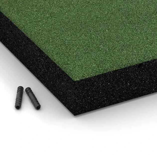 Detailaufnahme der Randausprägung von WARCO-Produkt 6207, Piastrelle antitrauma, Format 50 x 50 x 8 cm, Farbe Verde erba.