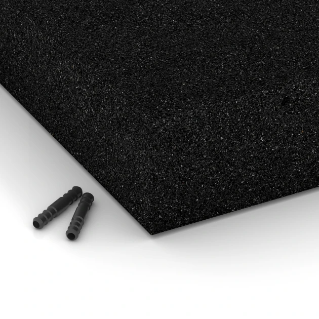Detailaufnahme der Randausprägung von WARCO-Produkt 6174, Piastrelle antitrauma, Format 50 x 50 x 11 cm, Farbe Antracite.