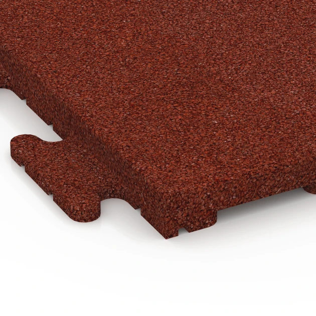 Detailaufnahme der Randausprägung von WARCO-Produkt 6976, Fitnessboden-Fliese Classic, Format 50 x 50 x 3 cm | 0,25 m², Farbe Ziegelrot.