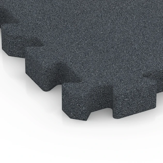 Detailaufnahme der Randausprägung von WARCO-Produkt 6317, Fallschutz-Puzzlematte, Format 50 x 50 x 5 cm | 0,25 m², Farbe Schiefergrau.