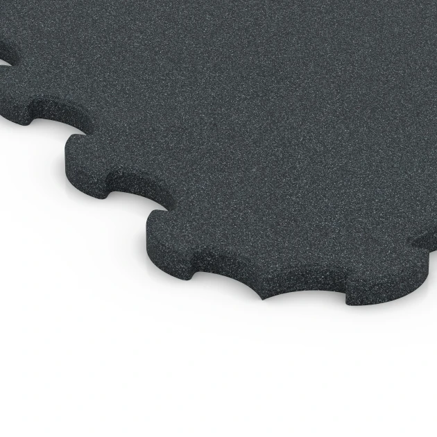 La vue détaillée sur les bords du produit WARCO 6323, Tapis de protection de sol fitness, au format 102,5 x 102,5 x 2,5 cm | 1,05 m², en couleur Anthracite.