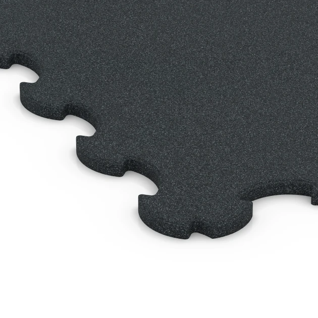 Detailaufnahme der Randausprägung von WARCO-Produkt 6377, Fitness-Bodenschutzmatte, Format 102,5 x 102,5 x 2 cm | 1,05 m², Farbe Anthrazit.