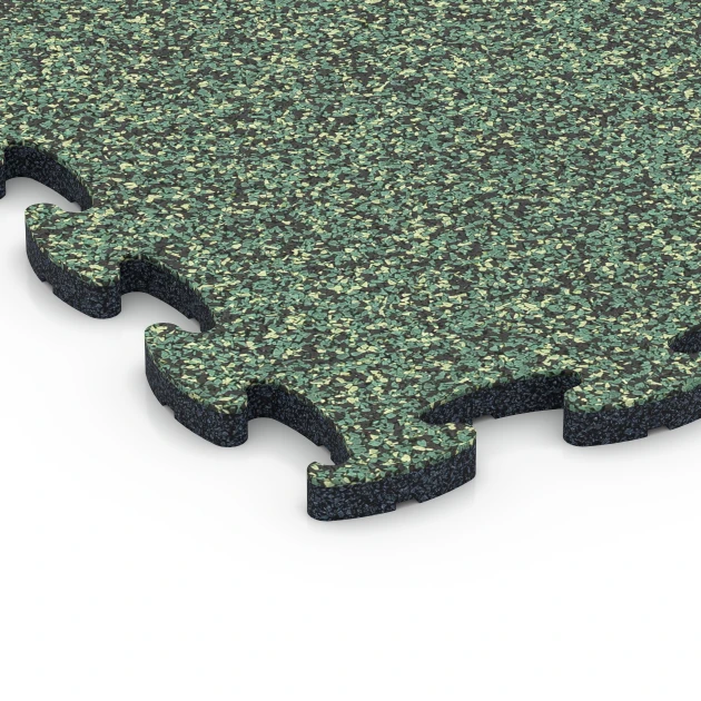 Detailaufnahme der Randausprägung von WARCO-Produkt 6825, Fitness Active Floor System, Format 44,6 x 44,6 x 1,8 cm, Farbe Englischer Rasen.