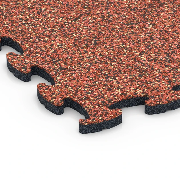 La vue détaillée sur les bords du produit WARCO 6827, Fitness Active dalle, au format 44,6 x 44,6 x 1,8 cm, en couleur Etna.