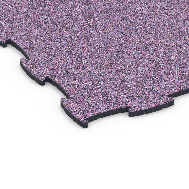 Detailaufnahme der Randausprägung von WARCO-Produkt 6900, Hundesportboden Indoor, Format 44,6 x 44,6 x 1,8 cm, Farbe Lavendel.