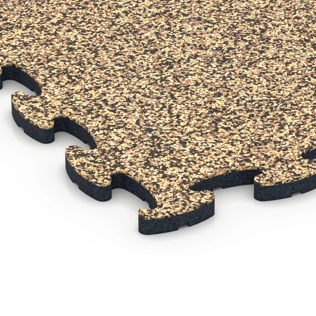 Detailaufnahme der Randausprägung von WARCO-Produkt 6903, Hundesportboden Indoor, Format 44,6 x 44,6 x 1,8 cm, Farbe Rattan Lounge.