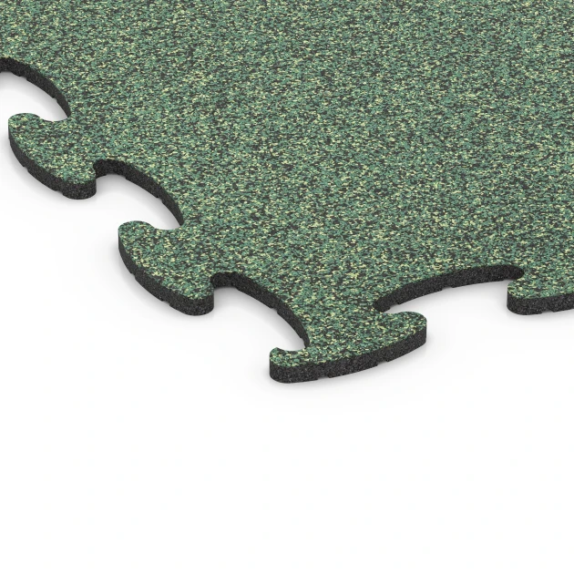 Detailaufnahme der Randausprägung von WARCO-Produkt 6870, Fitness Max Floor System, Format 98 x 98 × 1,8 cm, Farbe Englischer Rasen.
