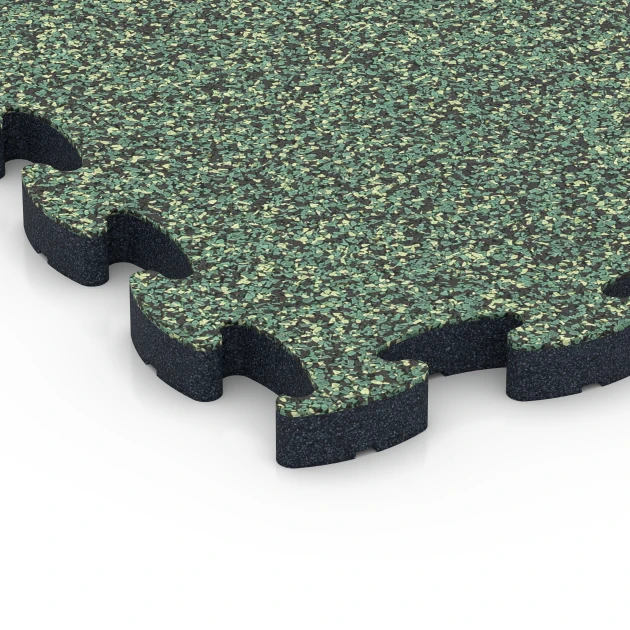 Detailaufnahme der Randausprägung von WARCO-Produkt 6879, Fitness Max Floor System, Format 44,6 x 44,6 × 2,8 cm, Farbe Prato inglese.