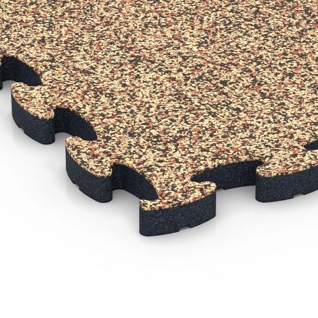La vue détaillée sur les bords du produit WARCO 6880, Dalle Fitness Max, au format 44,6 x 44,6 × 2,8 cm, en couleur Terracotta.