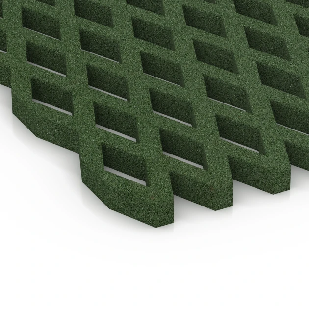Detailaufnahme der Randausprägung von WARCO-Produkt 7011, Griglia antitrauma prato, Format 100 x 100 x 4 cm, Farbe Verde erba.