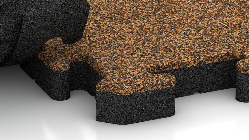 Connexion puzzle avec chanfrein légèrement arrondi