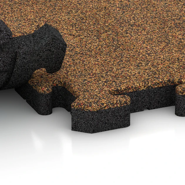 Le gros plan sur le système de connexion des revêtements de sol WARCO 2922 - Dalle plage de piscine en couleur Terracotta. Les dimensions 50 x 50 x 4 cm | 0,25 m².