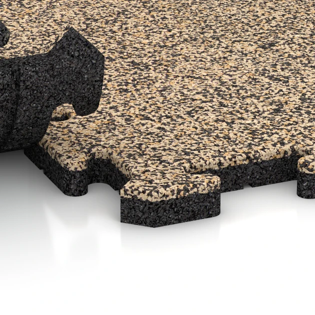 Großaufnahme vom Verbindungssystem von WARCO-Boden 5841 - Event-Klickfliese Outdoor im Farbdesign Travertin. Abmessungen 50 x 50 x 3 cm | 0,25 m².