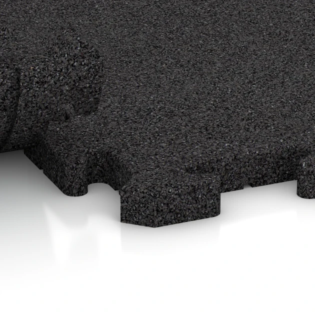 Großaufnahme vom Verbindungssystem von WARCO-Boden 3324 - Pavimento per parco giochi im Farbdesign Antracite. Abmessungen 100 x 100 x 3 cm | 1,00 m².