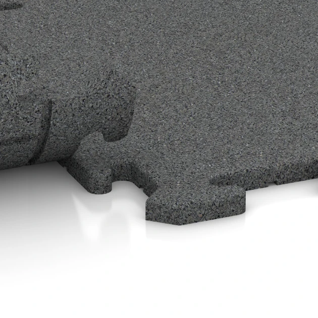 Großaufnahme vom Verbindungssystem von WARCO-Boden 0179 - Rivestimento in gomma per scale im Farbdesign Grigio ardesia. Abmessungen 50 x 50 x 1,8 cm | 0,25 m².