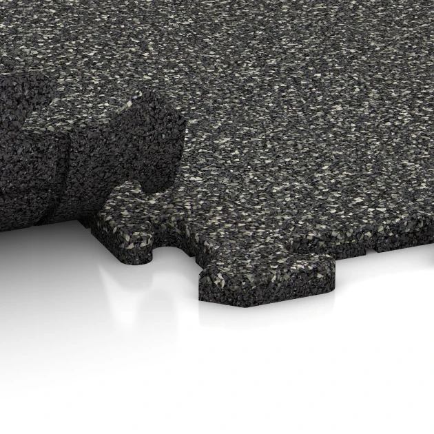 Großaufnahme vom Verbindungssystem von WARCO-Boden 0286 - Treppenbelag im Farbdesign Dunkelgrauer Granit. Abmessungen 100 x 100 x 1,8 cm | 1,00 m².