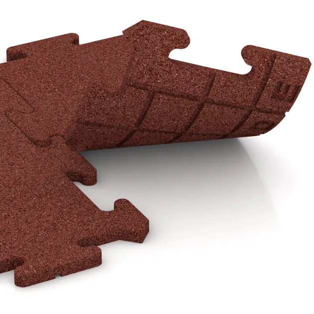 Großaufnahme vom Verbindungssystem von WARCO-Boden 4806 - Piastra perimetrale im Farbdesign Rosso mattone. Abmessungen 500 x 235 x 18 mm.