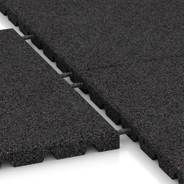 Großaufnahme vom Verbindungssystem von WARCO-Boden 3977 - Hunde-Liegematte im Farbdesign Anthrazit. Abmessungen 500 x 500 x 30 mm.