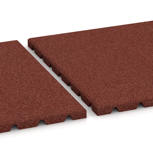Großaufnahme vom Verbindungssystem von WARCO-Boden 3966 - Piastra da pavimento per cani im Farbdesign Rosso mattone. Abmessungen 50 × 50 × 2,5 cm.