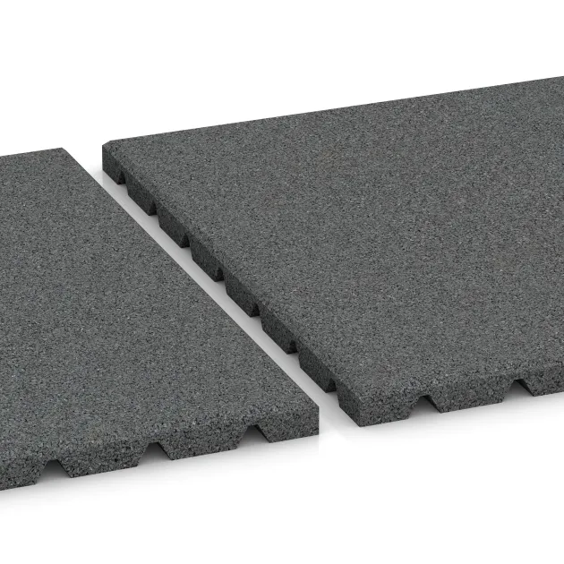 Großaufnahme vom Verbindungssystem von WARCO-Boden 0529 - Lastra di protezione murale im Farbdesign Grigio ardesia. Abmessungen 500 x 500 x 25 mm.