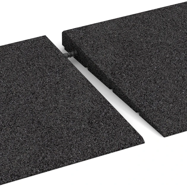 Großaufnahme vom Verbindungssystem von WARCO-Boden 2348 - Übergangsrampe 75 cm im Farbdesign Anthrazit. Abmessungen 750 x 300 mm | 8 <  30 mm.