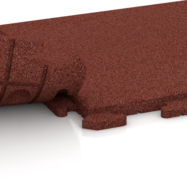 Le gros plan sur le système de connexion des revêtements de sol WARCO 1247 - Dalle de terrasse Classic en couleur Rouge brique. Les dimensions 50 x 50 x 3 cm | 0,25 m².