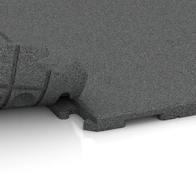 Großaufnahme vom Verbindungssystem von WARCO-Boden 5753 - Pavimento per eventi im Farbdesign Grigio ardesia. Abmessungen 1000 x 1000 x 30 mm.