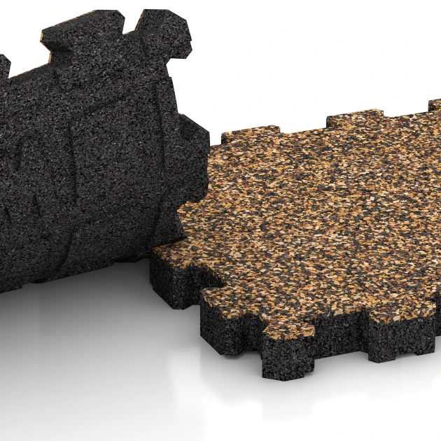 Großaufnahme vom Verbindungssystem von WARCO-Boden 4281 - Mattonella da esterno im Farbdesign Rattan. Abmessungen 30,6 x 30,6 x 3 cm | 0,094 m².