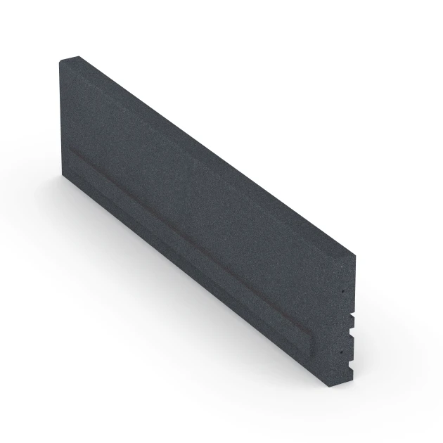 Großaufnahme vom Verbindungssystem von WARCO-Boden 6213 - Cordolo in gomma im Farbdesign Grigio ardesia. Abmessungen 100 × 5 × 25 cm.