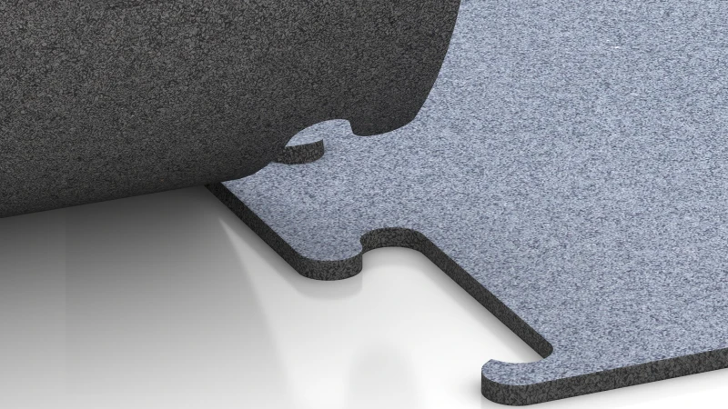 Connexion puzzle découpée sans chanfrein