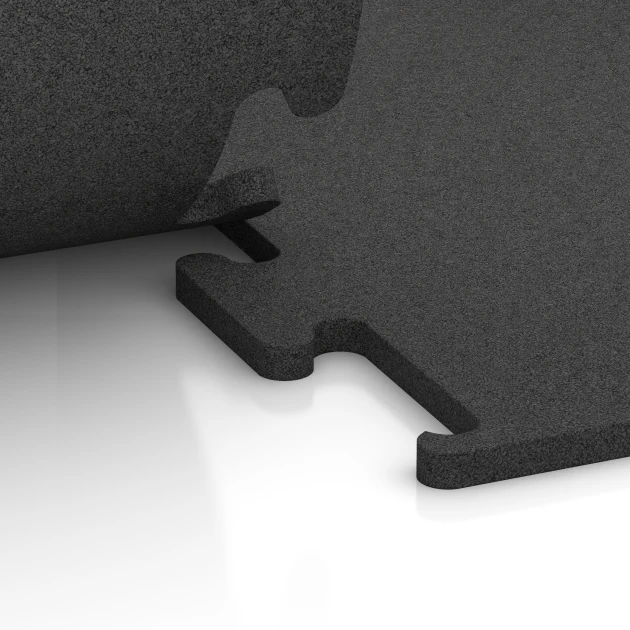 Großaufnahme vom Verbindungssystem von WARCO-Boden 3748 - Pavimentazione Fitness Performance Elite im Farbdesign Antracite. Abmessungen 100 x 100 x 2 cm | 1,00 m².