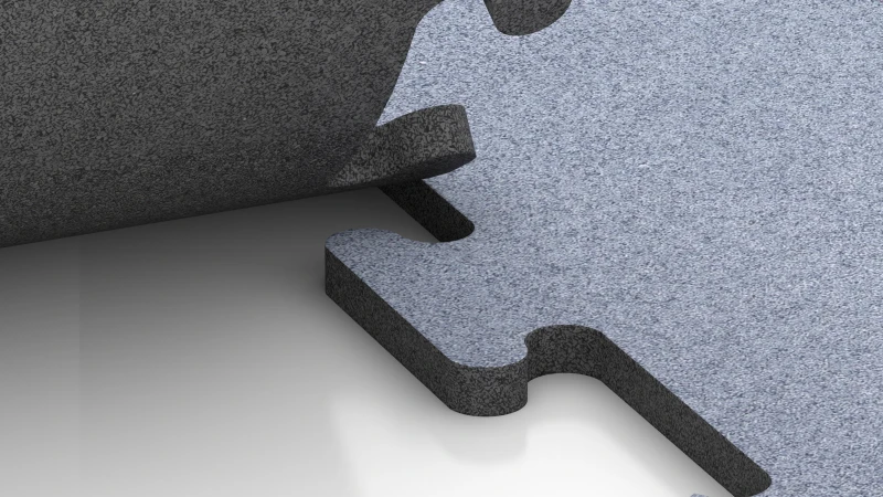 Ausgeschnittene Puzzleverbindung ohne Fase