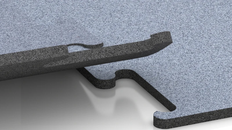 Ausgeschnittene Puzzleverbindung ohne Fase