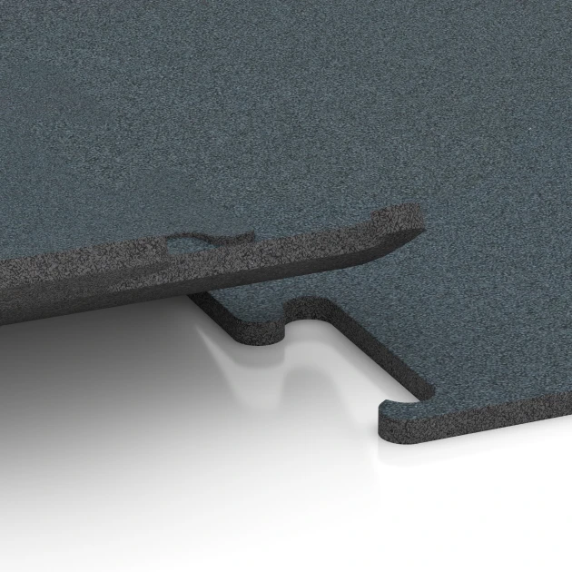 Großaufnahme vom Verbindungssystem von WARCO-Boden 6165 - Fitness Performance Elite Trainingsboden im Farbdesign Farngrün. Abmessungen 50 x 50 x 1,5 cm | 0,25 m².