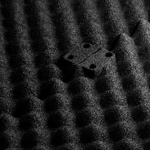 Großaufnahme vom Verbindungssystem von WARCO-Boden 3782 - Pavimentazione Fitness Performance Impact im Farbdesign Antracite. Abmessungen 100 × 100 × 3 cm.