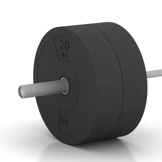 Großaufnahme vom Verbindungssystem von WARCO-Boden 6087 - Bumper Plate im Farbdesign Antracite. Abmessungen 20 kg | ø 45,4 x 11,38 cm.