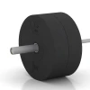 Großaufnahme vom Verbindungssystem von WARCO-Boden 6090 - Bumper Plate Slim im Farbdesign Antracite. Abmessungen 25 kg | ø 45,4 x 11,38 cm.