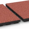 Großaufnahme vom Verbindungssystem von WARCO-Boden 6284 - Fallschutzplatten im Farbdesign Tomatenrot. Abmessungen 50 x 50 x 4 cm.