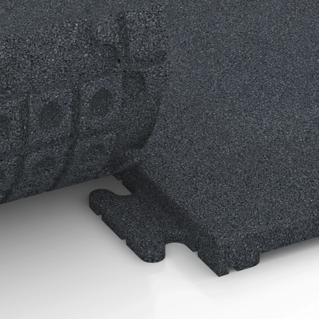 Großaufnahme vom Verbindungssystem von WARCO-Boden 7055 - Terrassenplatte Linea im Farbdesign Schiefergrau. Abmessungen 50 x 50 x 3 cm | 0,25 m².