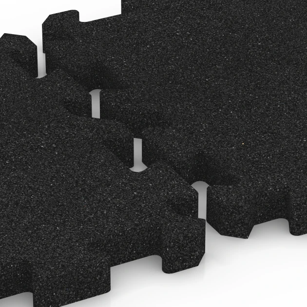 Le gros plan sur le système de connexion des revêtements de sol WARCO 6980 - Dalles de terrain multisport en couleur Anthracite. Les dimensions 50 x 50 x 4 cm | 0,25 m².