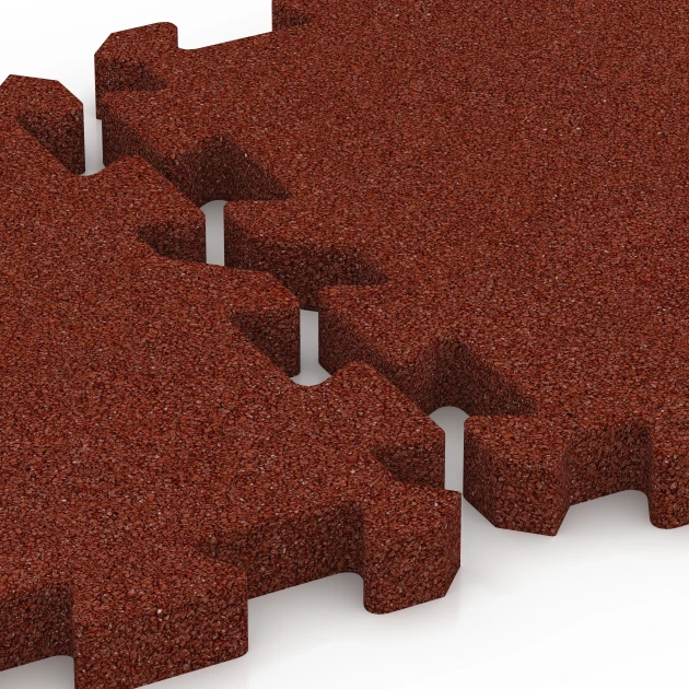 Le gros plan sur le système de connexion des revêtements de sol WARCO 6981 - Dalles de terrain multisport en couleur Rouge brique. Les dimensions 50 x 50 x 4 cm | 0,25 m².