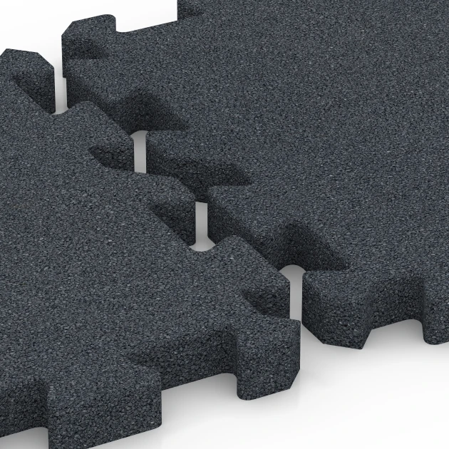 Großaufnahme vom Verbindungssystem von WARCO-Boden 6996 - Fitness Bodenschutzmatte im Farbdesign Schiefergrau. Abmessungen 50 x 50 x 4 cm | 0,25 m².