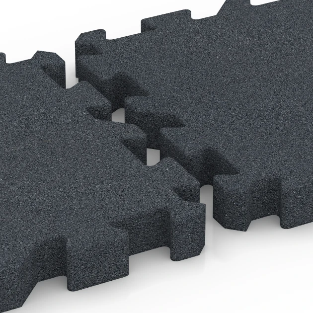 Großaufnahme vom Verbindungssystem von WARCO-Boden 6319 - Fallschutz-Puzzlematte im Farbdesign Schiefergrau. Abmessungen 50 x 50 x 6 cm | 0,25 m².