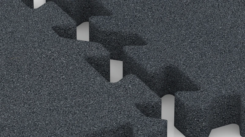 Connexion puzzle avec chanfrein légèrement arrondi