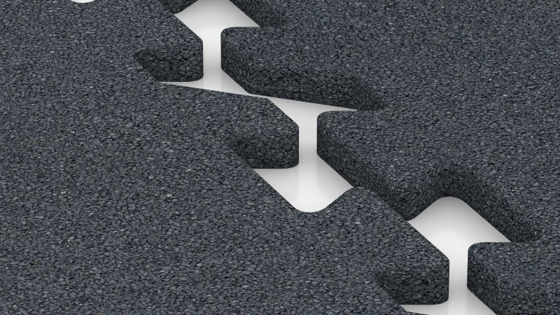 Puzzleverbindung mit leicht gerundeter Fase